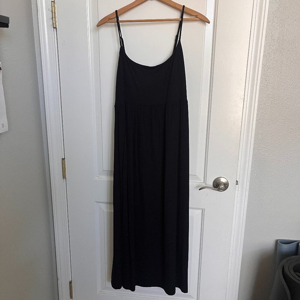 Old Navy Black Spaghetti Strap Midi Dress Empire Waist- Women's Large